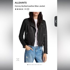 AllSaints Black Conroy Quilted Leather Biker Jacket